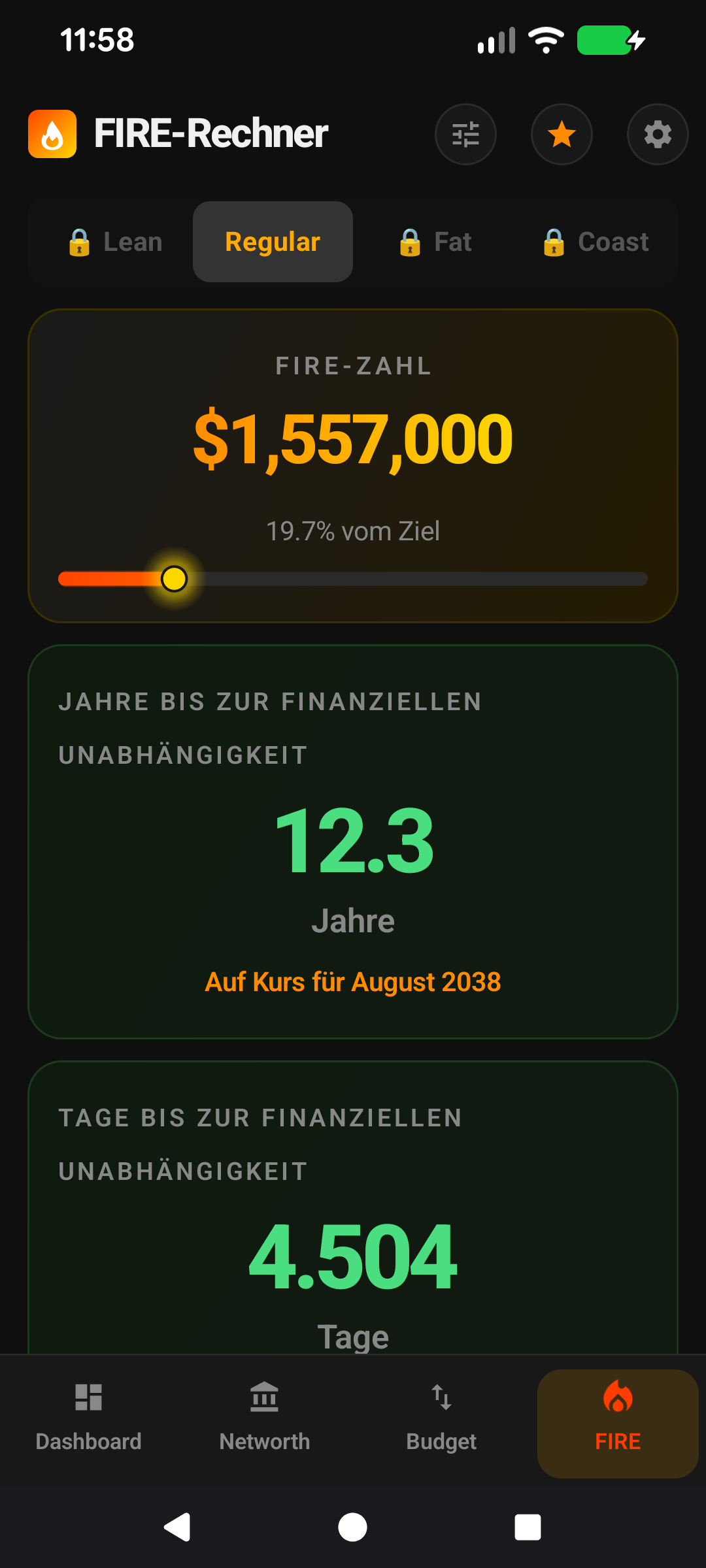 Lean, Regular, Fat, Coast – wählen Sie Ihr FIRE