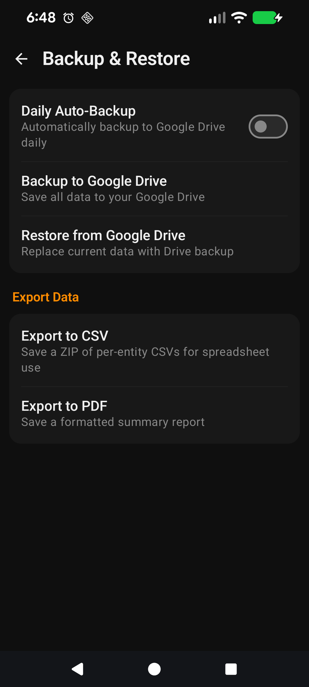 Google Drive App Data area showing hidden FirePath backup
