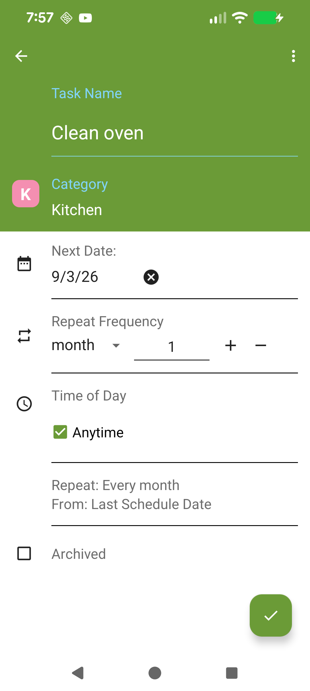 Monthly scheduled task