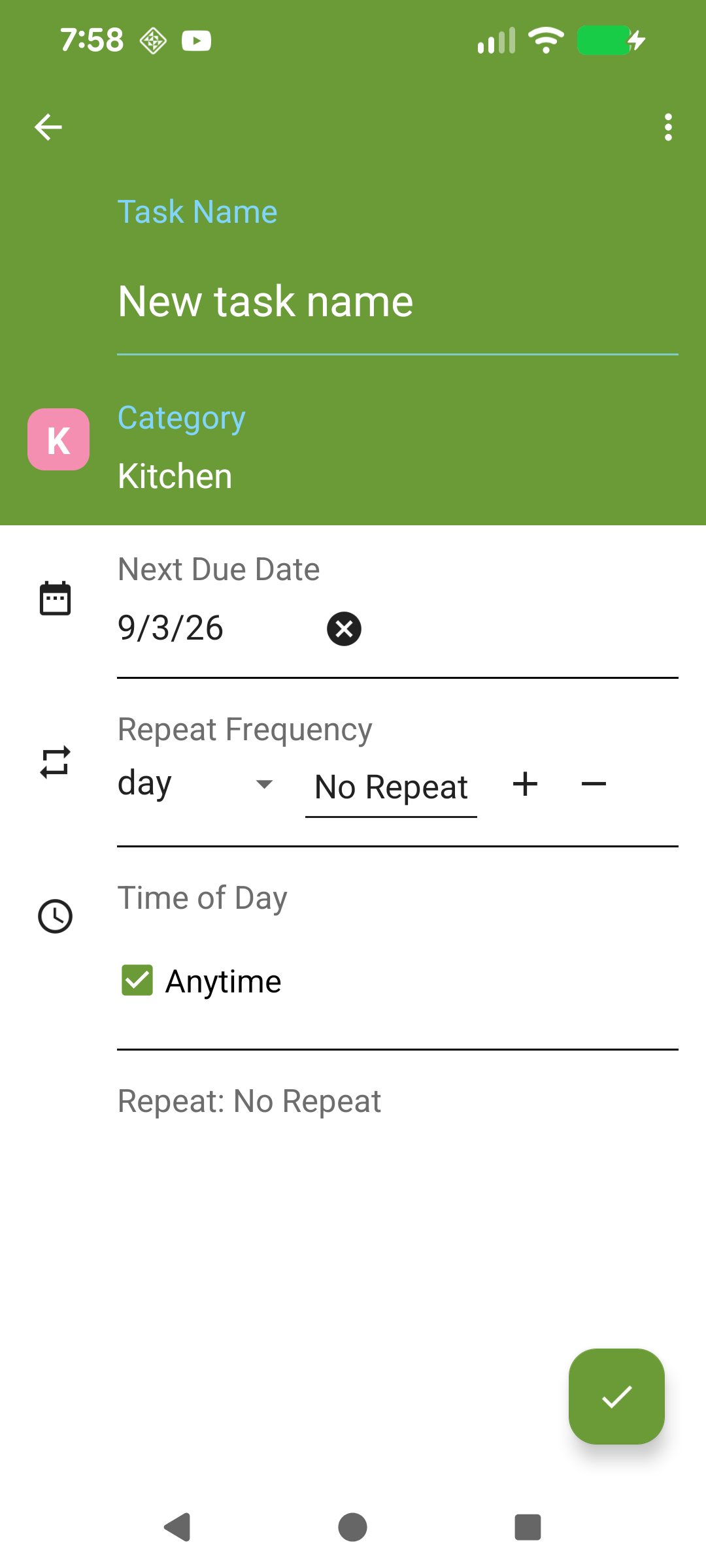 Add Task screen