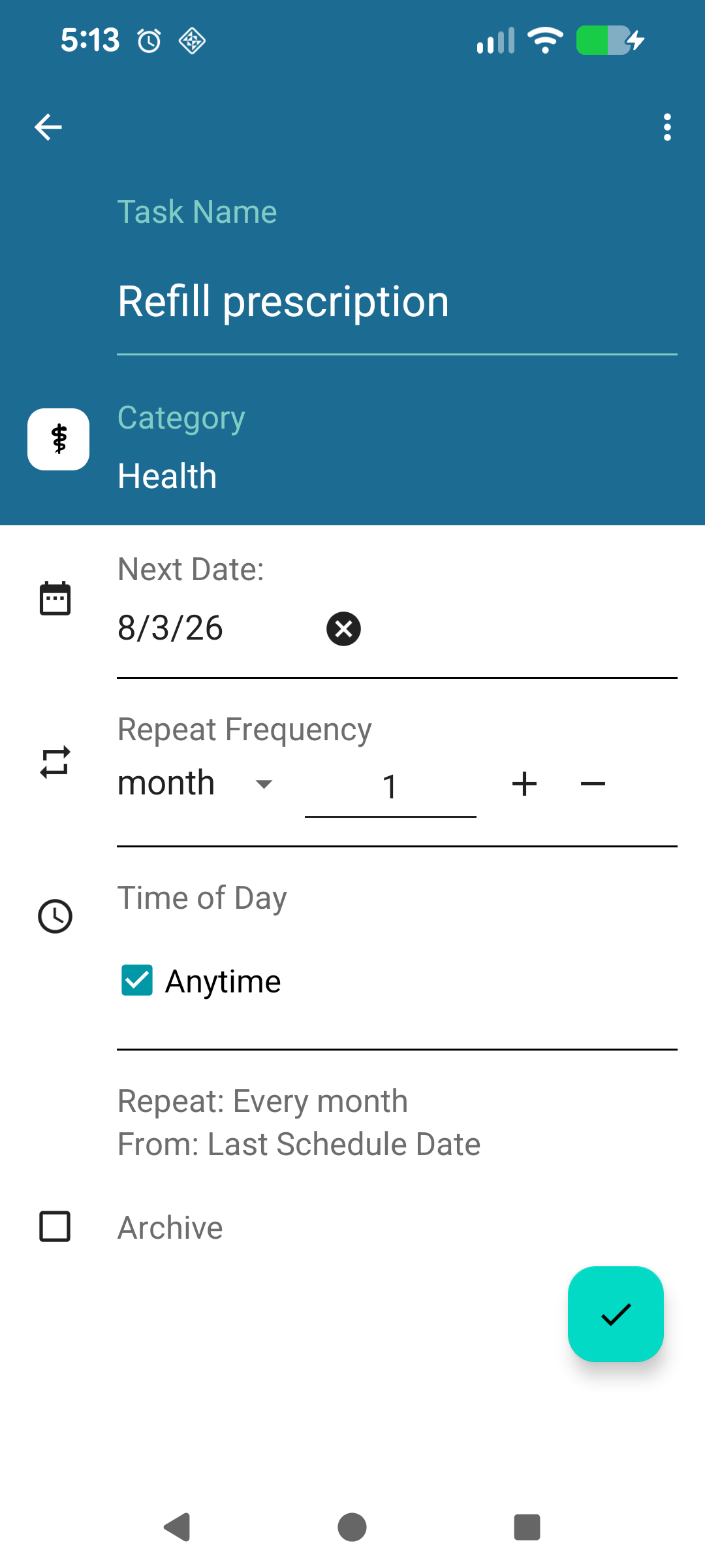Monthly scheduled task